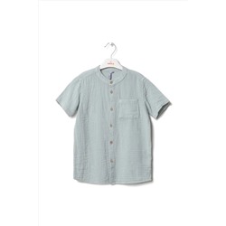 Рубашка из муслиновой ткани с круглым вырезом для мальчика 23YNC123116