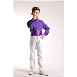 Фиолетовая спортивная льняная рубашка с отложными рукавами для мальчика SMY-GML-002