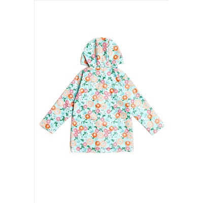 Nicole Miller Green Floral Print Raincoat