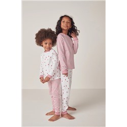 The White Company Organic Cotton Strawberry And Stripe White Pyjamas 2 Pack