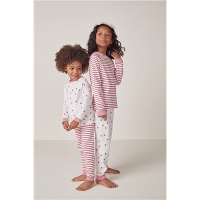 The White Company Organic Cotton Strawberry And Stripe White Pyjamas 2 Pack