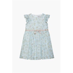 Trotters London Liberty Print Seafoam Etta Fawn Frill Sleeve Cotton Dress