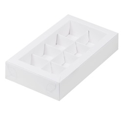 Коробка для конфет на 8 шт Белая с пластиковой крышкой 190х110х30