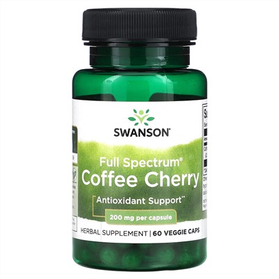 Swanson, Full Spectrum Coffee Cherry, 200 мг, 60 вегетарианских капсул