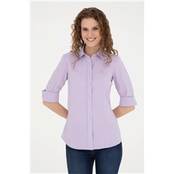 Женская сиреневая базовая рубашка с длинным рукавом Неожиданная скидка в корзине