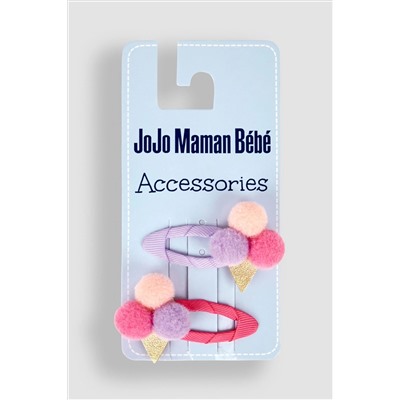 JoJo Maman Bébé 2-Pack Ice Cream Pom Pom Hair Clips