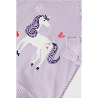 Polarn O Pyret Purple Organic Cotton Unicorn Print Sweatshirt