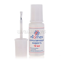 Корректирующая жидкость "Attomex" 12 мл, быстросохнущая, в бутылочке с кисточкой, в пластиковом поддоне