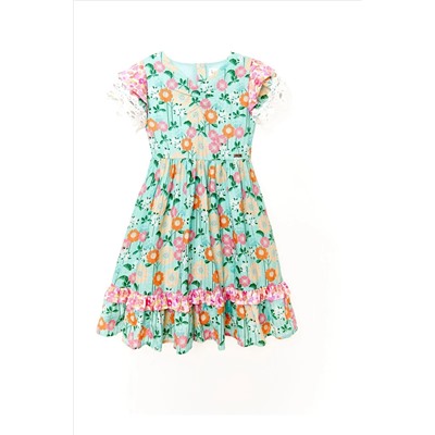 Nicole Miller Green Mixed Floral Dress