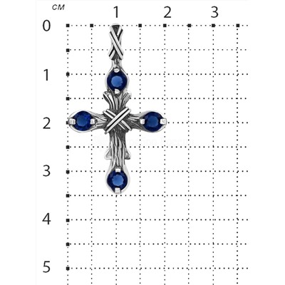 Подвеска-крест из чернёного серебра с фианитами 925 пробы 7-02ч208