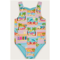 Monsoon Blue Postcard Stamp Swimsuit