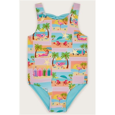 Monsoon Blue Postcard Stamp Swimsuit