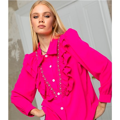Блуза #КТ1719, флуоресцентный розовый