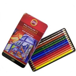 Набор высококачественных художественных цветных карандашей Polycolor "KOH-I-NOOR" 3822 в металлической коробке, 12 цветов