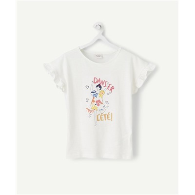 LE T-SHIRT BLANC EN COTON BIOLOGIQUE AVEC FLOCAGE DANSE