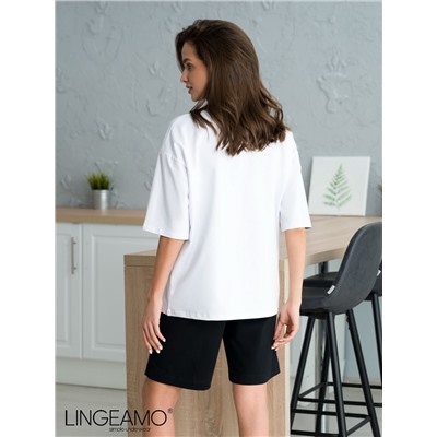 Трикотажная женская футболка оверсайз LINGEAMO белая ВФ-14 (1)