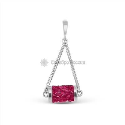 Подвеска из серебра с кристаллами Swarovski фуксия родированная 925 пробы п-01808-502