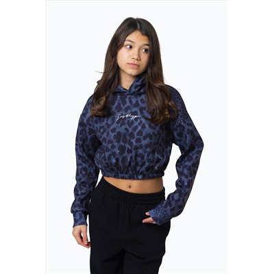 Hype. Kids Mono Leopard Crop Black Hoodie