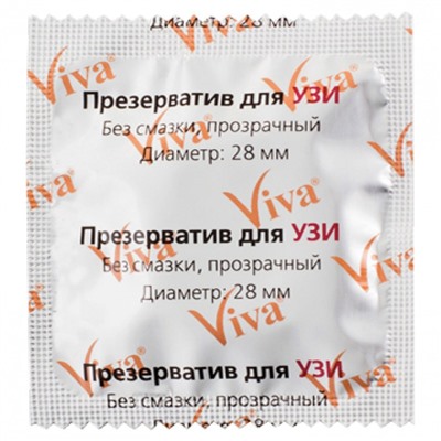 Презервативы для УЗИ VIVA к-т 100 шт без накопителя гладкие без смазки 210х28 мм 630329 (1)