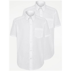 Набор из 2 белых узких школьных рубашек с короткими рукавами для мальчиков