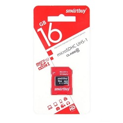 Micro SDHC карта памяти 16ГБ SmartBuy Class 10 UHS-I