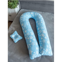 Подушка для беременных "Подкова" + подушка для младенцев / Звездочки голубые