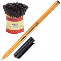 Ручка пишущий узел 1,0 мм, одноразовая, цвет чернил черный Office Pensan 1010