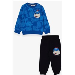 Комплект спортивного костюма Breeze для мальчика Saks с принтом динозавров, синий (1–1,5 года)