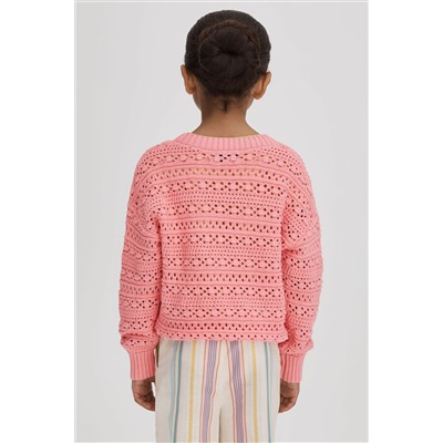 Reiss Isobel Crochet Crew Neck Jumper