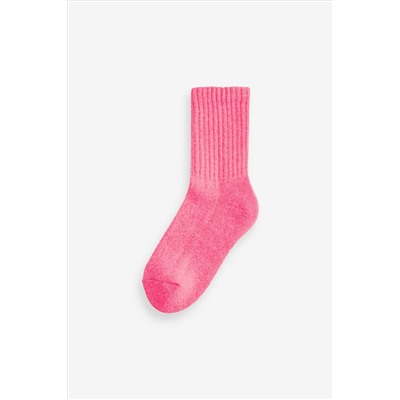 Yellow/Pink Bright Cushioned Sole Ribbed Ankle Socks 2 Pack