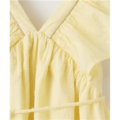 ROBE FLUIDE BÉBÉ FILLE JAUNE EFFET PLUMETIS