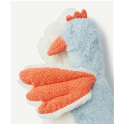 LE DOUDOU POULE BLEU ET ORANGE TOUT DOUX