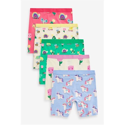 Pink Unicorn Long Leg Shorts 5 Pack (2-16yrs)