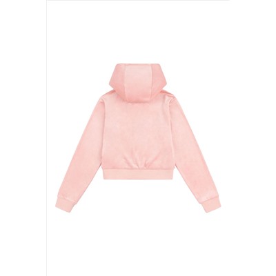 Juicy Couture Girls Pink Tonal Zip Through Hoodie