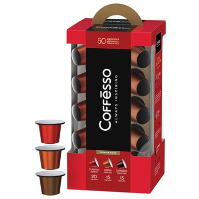 Кофе в капсулах 50 порций "Ассорти 3 вкусов" для Nespresso, COFFESSO, 100944