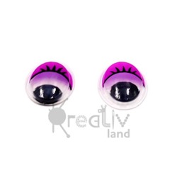 Глазки бегающие овальные с ресницами/ цв.фиолетовый/ d-14х18/ уп.100шт./ фас.1уп.