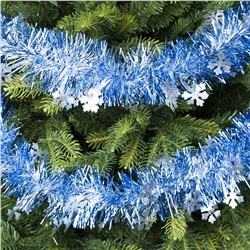 (S)(НГ)Мишура, 2 м, синяя, Снежинка серебристая, Christmas decorations