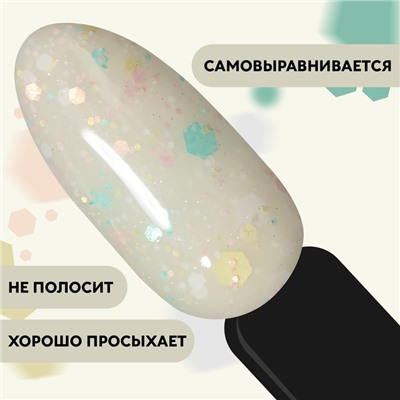 Гель лак для ногтей, «MILK GLITTER», 3-х фазный, 8мл, LED/UV, цвет прозрачный (01)