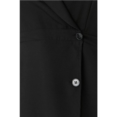 Черное мини-тканое платье-жакет больших размеров без подкладки с рукавами три четверти TBBAW23AH00042