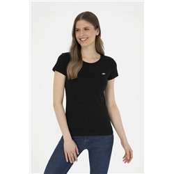Женская черная базовая футболка Неожиданная скидка в корзине