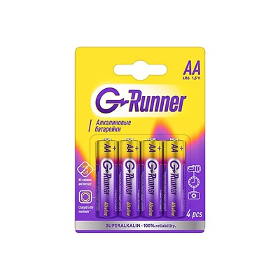 Батарейки алкалиновые «G-runner» AA/LR6, 1,5 V, в блистере 4 батарейки