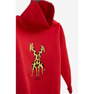 РАСПРОДАЖА Толстовка "Жираф" красная, размер от 98 до 116 см