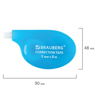 Корректирующая лента BRAUBERG ULTRA NEON, 5 мм х 8 м, цвет ассорти, блистер, 272664