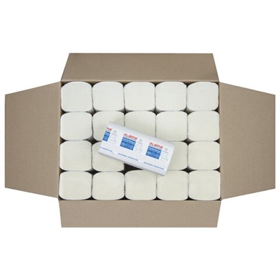 Полотенца бумажные 250 шт., LAIMA (H3) UNIVERSAL WHITE PLUS, 1-слойные, белые, КОМПЛЕКТ 20 пачек, 23х22, V-сложение, 111344