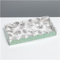 Коробка для печенья, кондитерская упаковка с PVC крышкой, «Грозди», 10.5 х 21 х 3 см