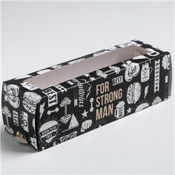Коробка для макарун «For strong man», 5.5 × 18 × 5.5 см