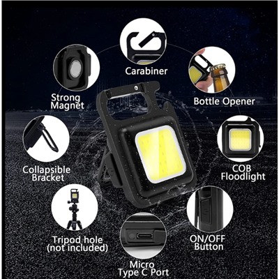 Портативный карманный фонарик, брелоки, мини- светодиодный рабочий фонарик, USB-перезаряжаемый фонарик, маленький штопор для кемпинга