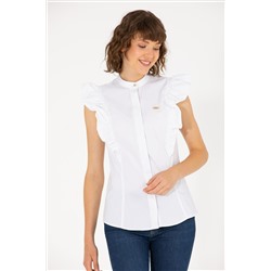 Женская белая рубашка с коротким рукавом Неожиданная скидка в корзине