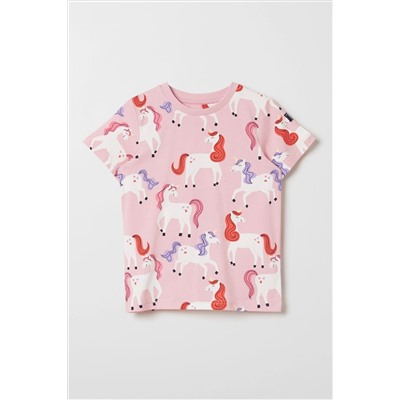 Polarn O Pyret Pink Organic Cotton Unicorn T-Shirt