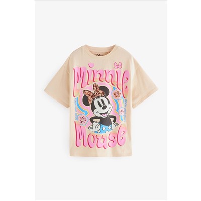 Neutral Oversized Sequin Minnie Mouse License T-Shirt (3-16yrs)